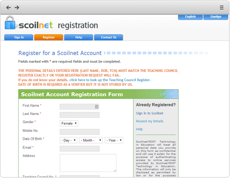 Scoilnet Registration